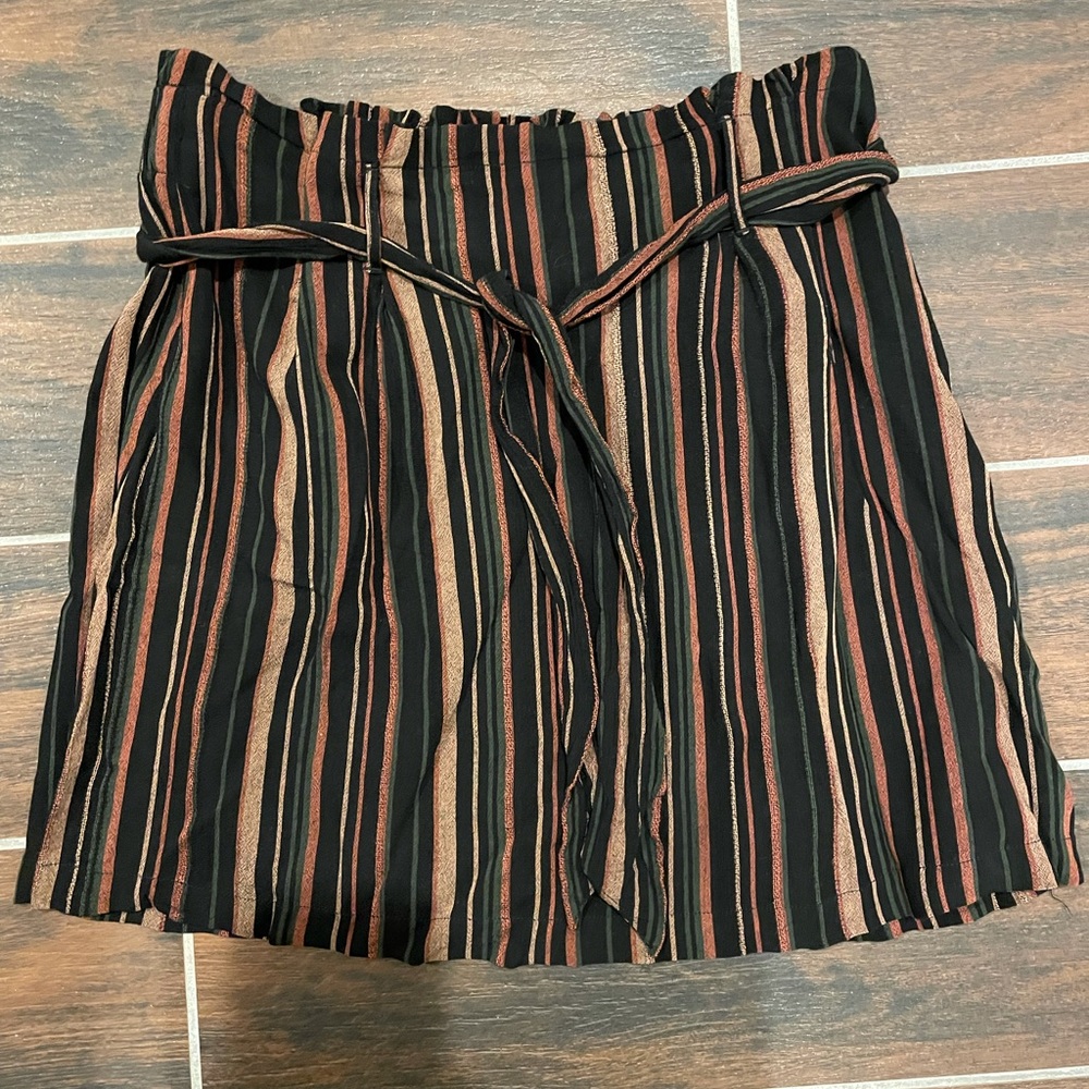 Stripe paper bag mini skirt